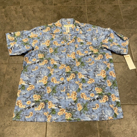 Kamp Shirt Other - NWTS Vintage US Navy Kamp Eagle Crest Mens Large Hawaiian Button Up Shirt Floral